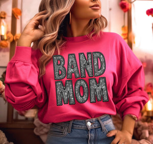 Band Mom (faux diamond bling embroidered look) - DTF