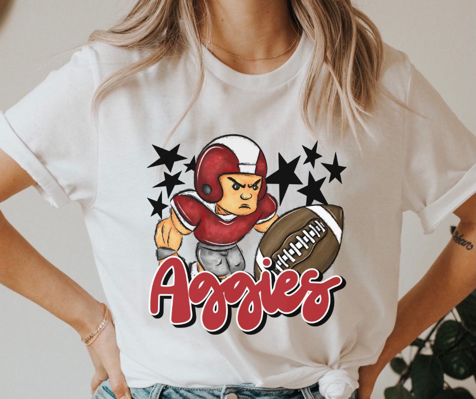 Aggies Mascot (stars - red football player) - DTF