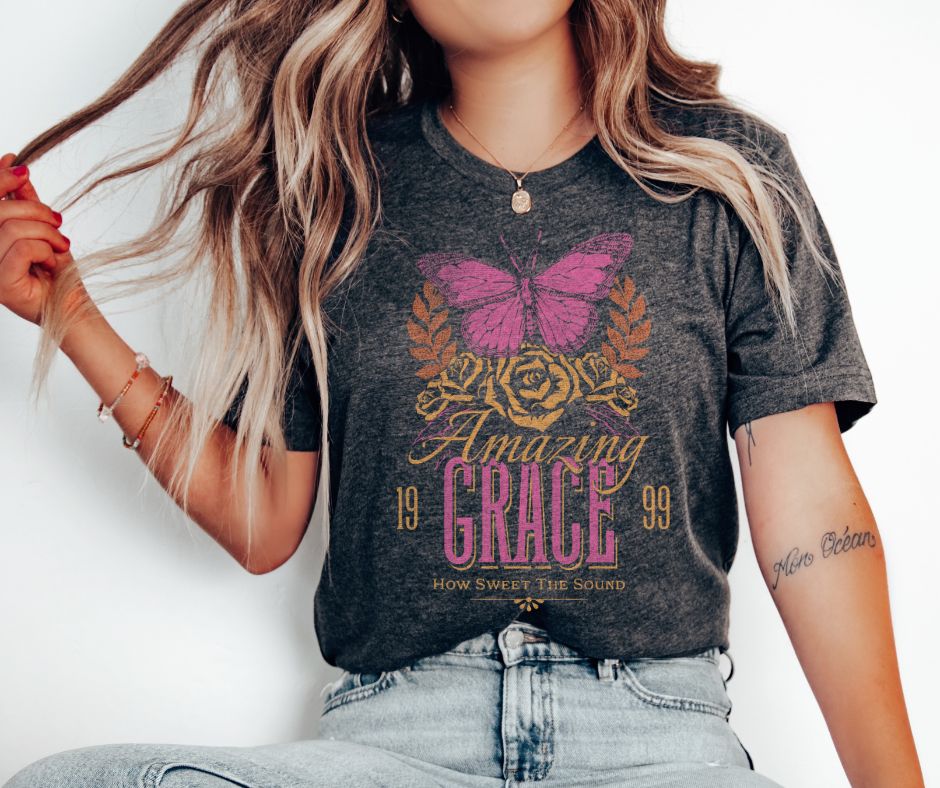 Amazing Grace (pink distressed) - DTF