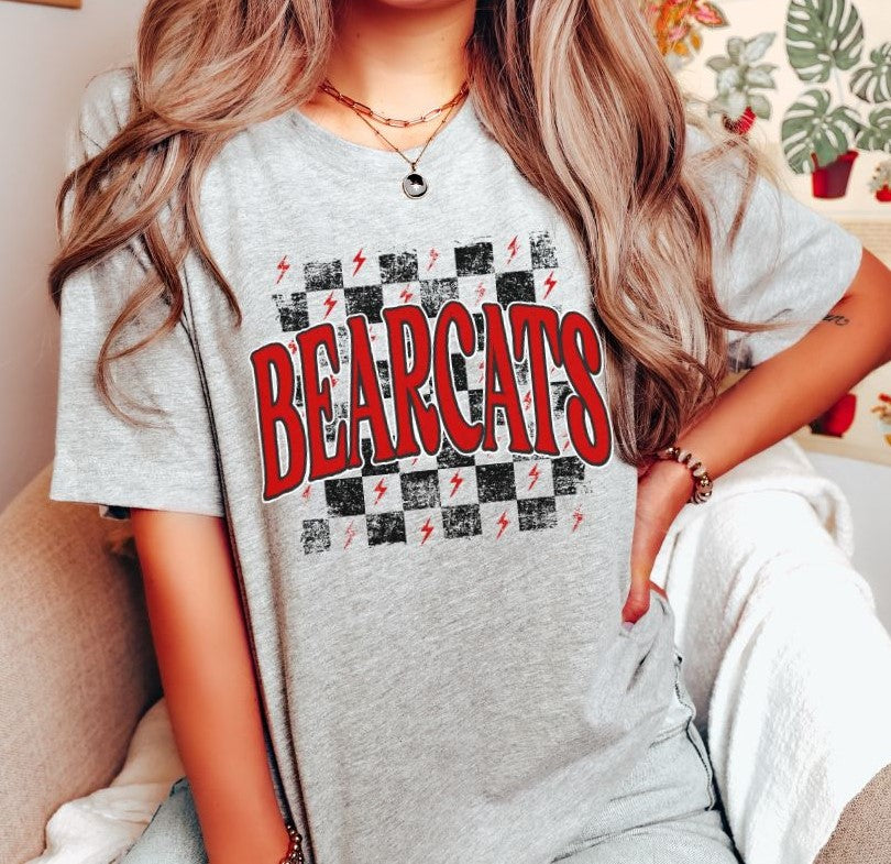 Bearcats checkerboard (red/white/black) - DTF