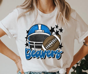 Beavers Mascot (stars - blue helmet) - DTF