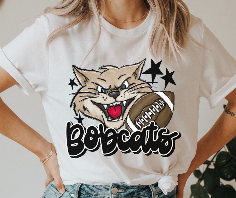 Bobcats Mascot (stars - black) - DTF