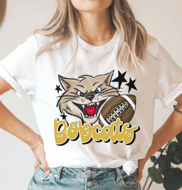 Bobcats Mascot (stars - gold) - DTF