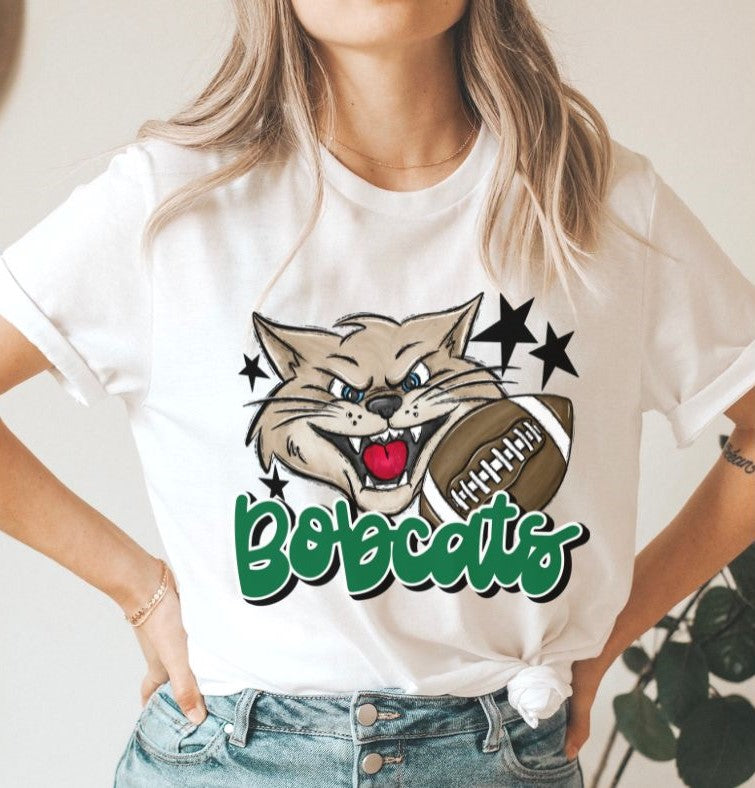 Bobcats Mascot (stars - green) - DTF