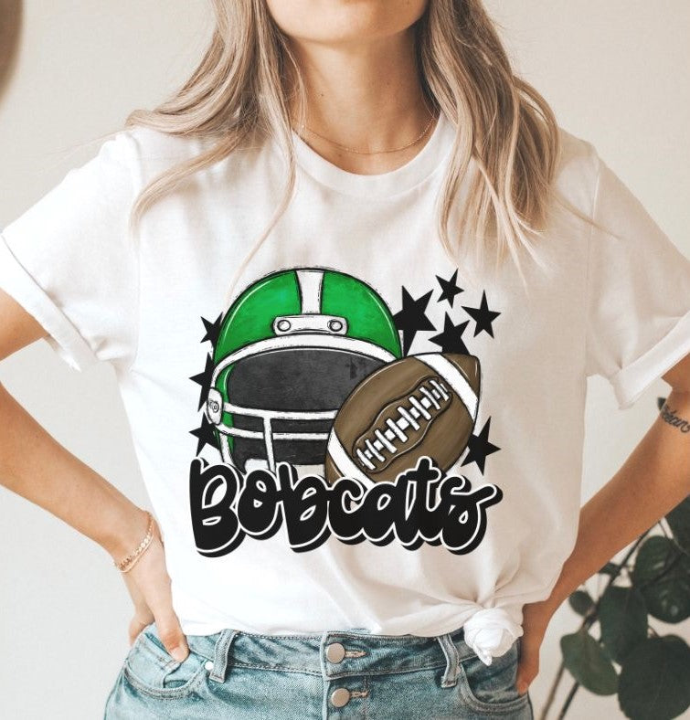 Bobcats Mascot (stars - green and black helmet) - DTF