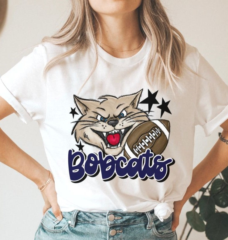 Bobcats Mascot (stars - navy) - DTF