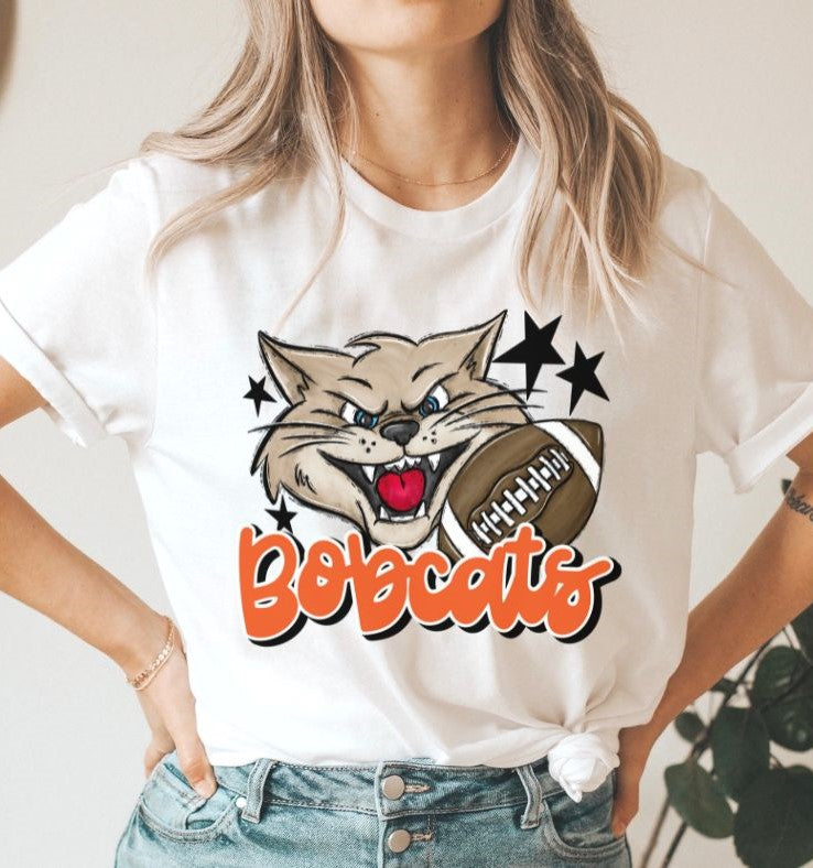 Bobcats Mascot (stars - orange) - DTF