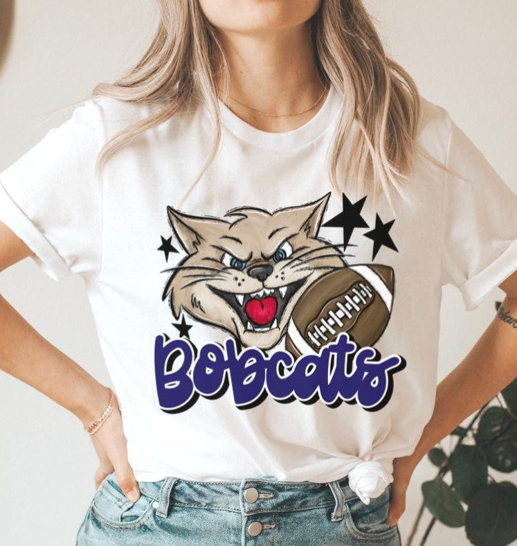 Bobcats Mascot (stars - blue) - DTF