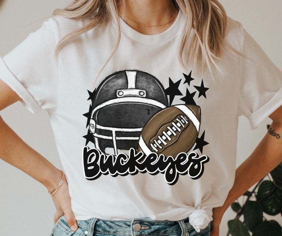 Buckeyes Mascot (stars - black helmet) - DTF