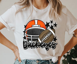 Buckeyes Mascot (stars - orange/black helmet) - DTF
