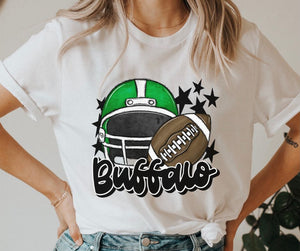 Buffalo Mascot (stars - green/black helmet) - DTF