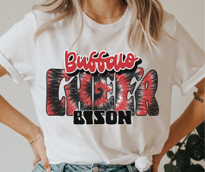 Buffalo Bison Tie Dye Cheer (red/black) - DTF