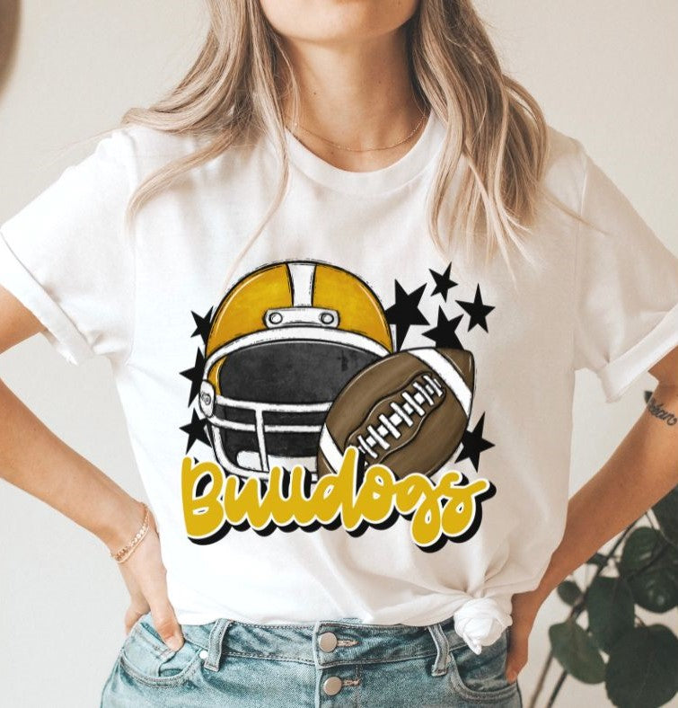 Bulldogs Mascot (stars - gold helmet) - DTF