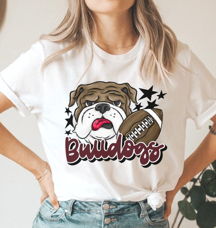 Bulldogs Mascot (stars - maroon) - DTF