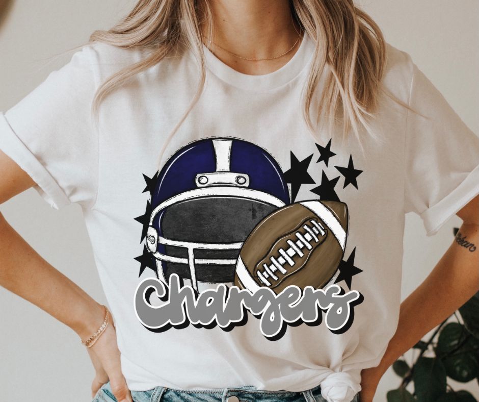 Chargers Mascot (stars - navy/gray helmet) - DTF