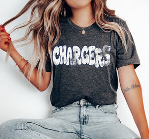 Chargers (wonky grunge- white/navy) - DTF
