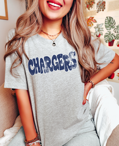 Chargers (wonky grunge- navy/white) - DTF