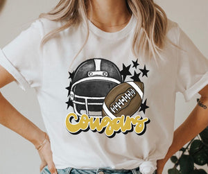 Cougars Mascot (stars - black/gold helmet) - DTF