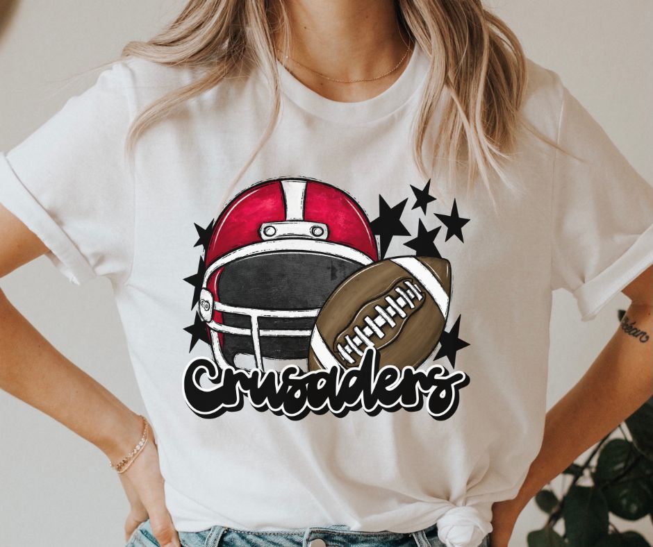 Crusaders Mascot (stars - black/red helmet) - DTF