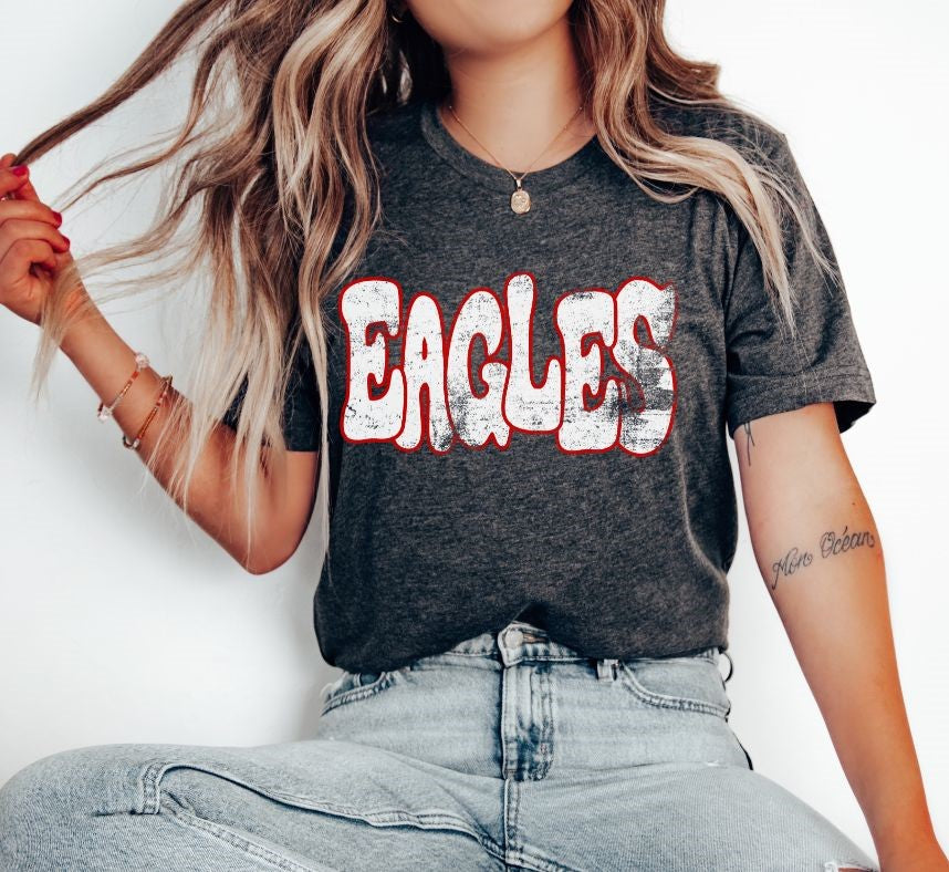 Eagles (wonky grunge- white/red) - DTF