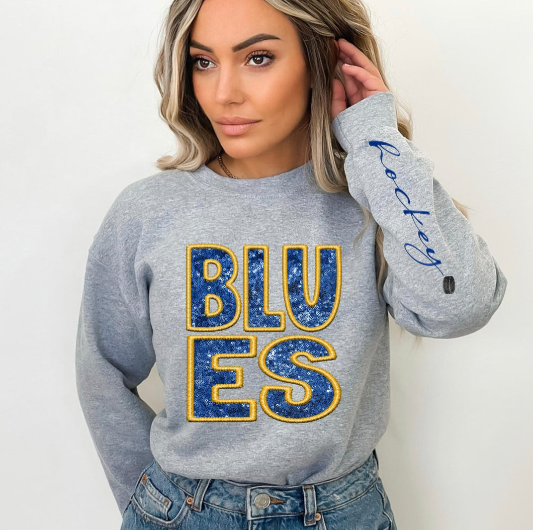 Blues (Hockey - Sequins/Embroidery look) - DTF