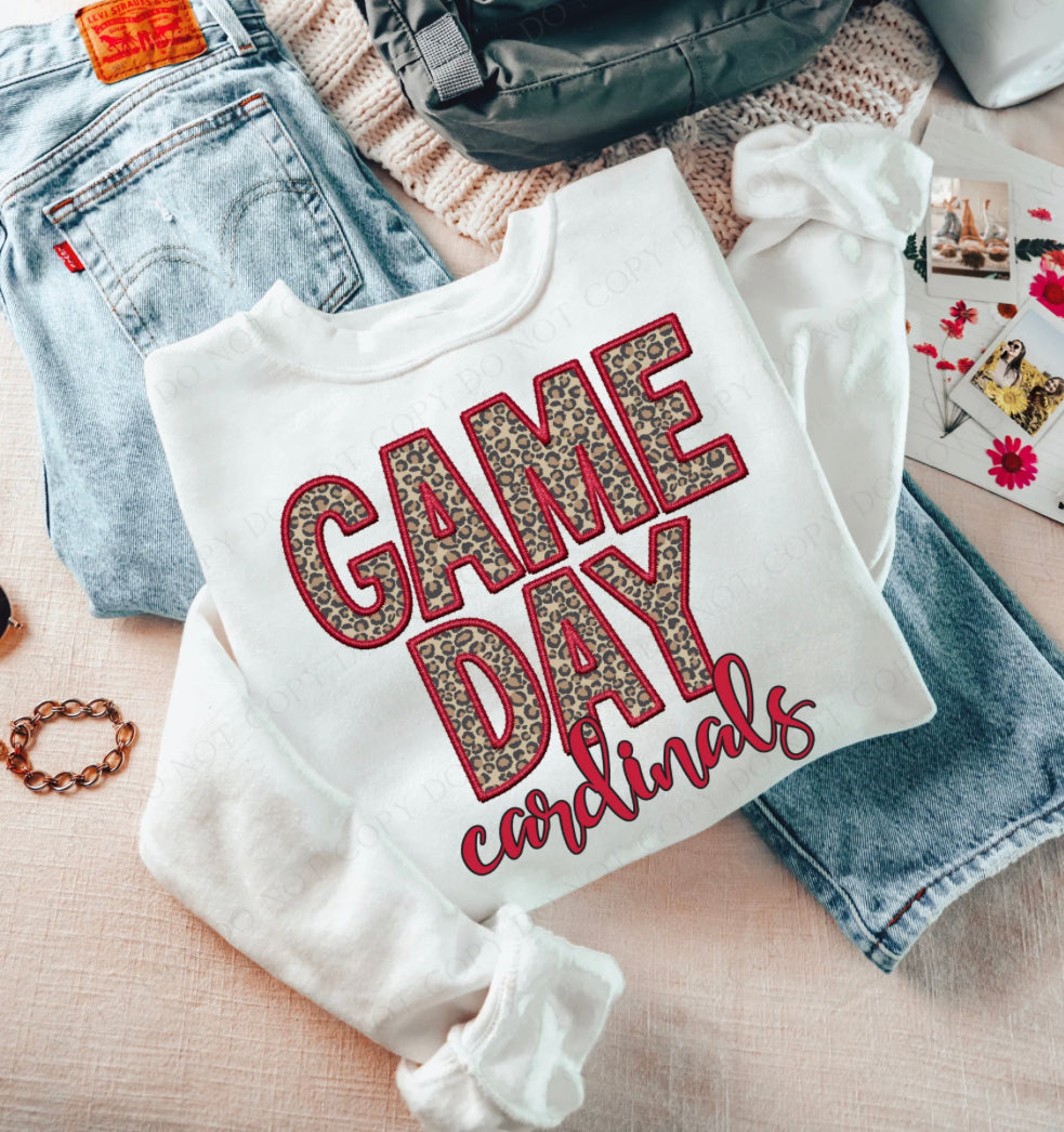 Game Day Leopard (Embroidery look) - Cardinals - DTF