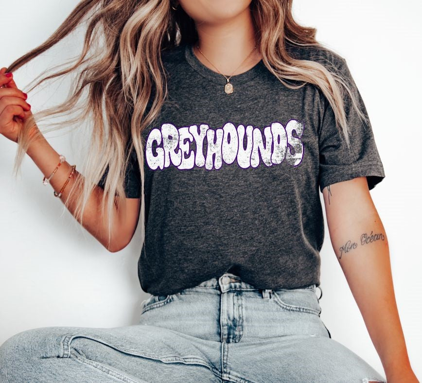 Greyhounds (wonky grunge- white/purple) - DTF