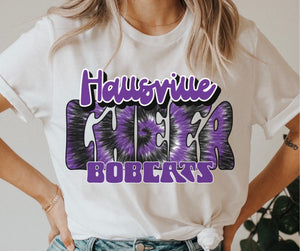 Hallsville Bobcats Tie Dye Cheer (purple) - DTF