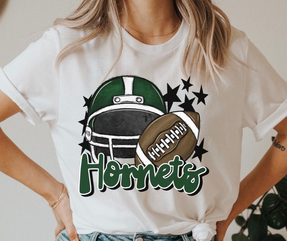 Hornets Mascot (stars -  dark green helmet) - DTF