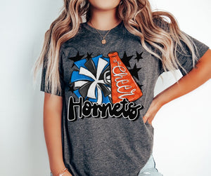 Hornets Cheer (megaphone - royal blue/orange/black) - DTF