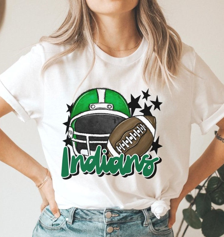 Indians Mascot (stars - green helmet) - DTF