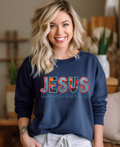 Jesus the way the truth the life (faux sequin/embroidered look) - DTF