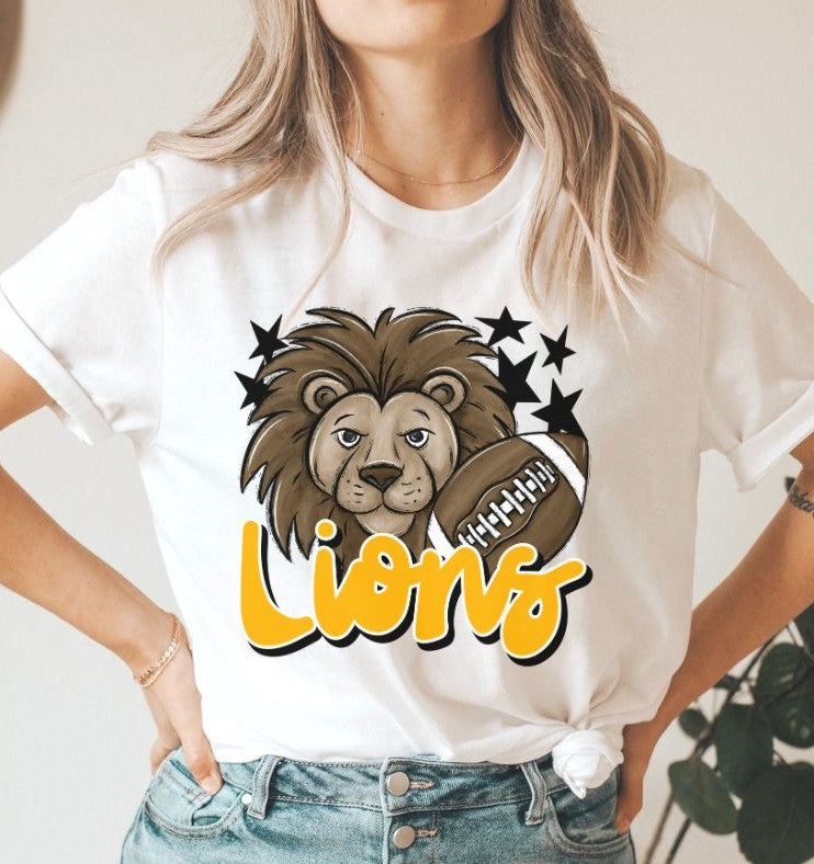 Lions Mascot (stars - gold) - DTF