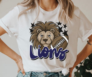 Lions Mascot (stars - navy) - DTF