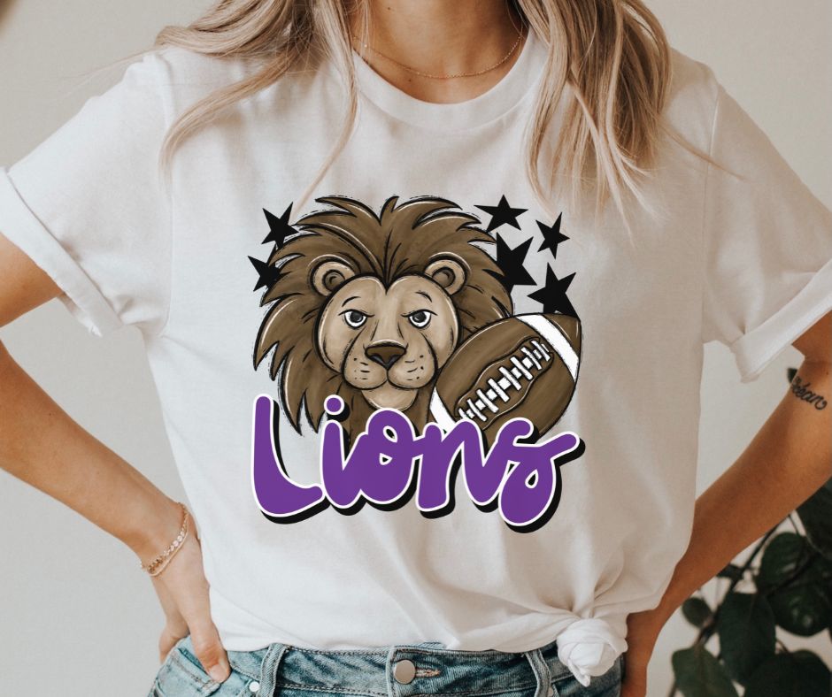 Lions Mascot (stars - purple) - DTF
