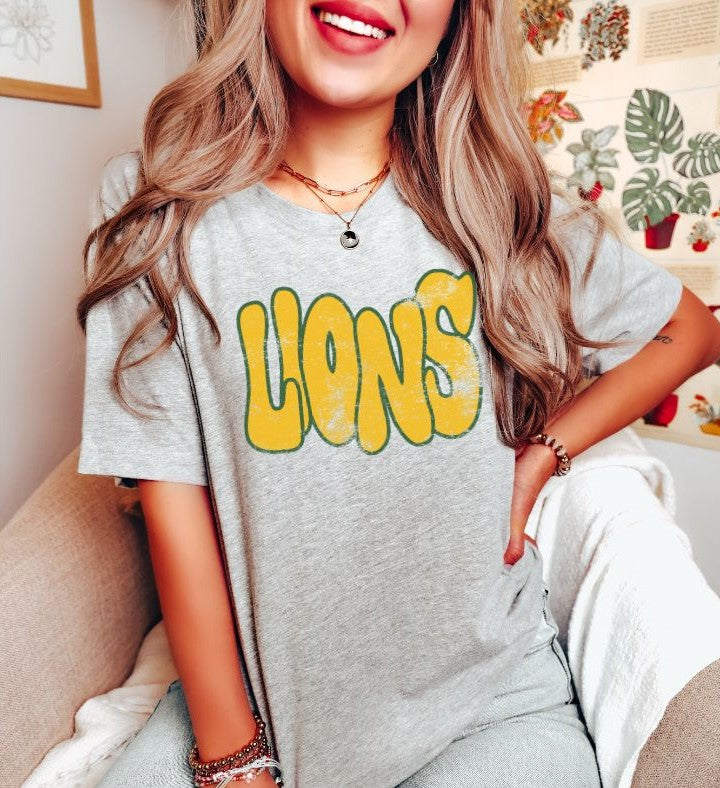 Lions (wonky grunge- yellow gold/green) - DTF