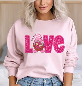 Love Gnome (faux embroidered sequin look) - DTF