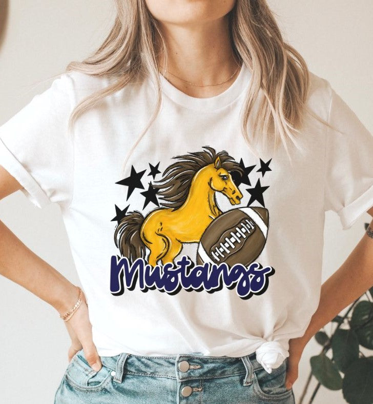 Mustangs Mascot (stars - navy) - DTF