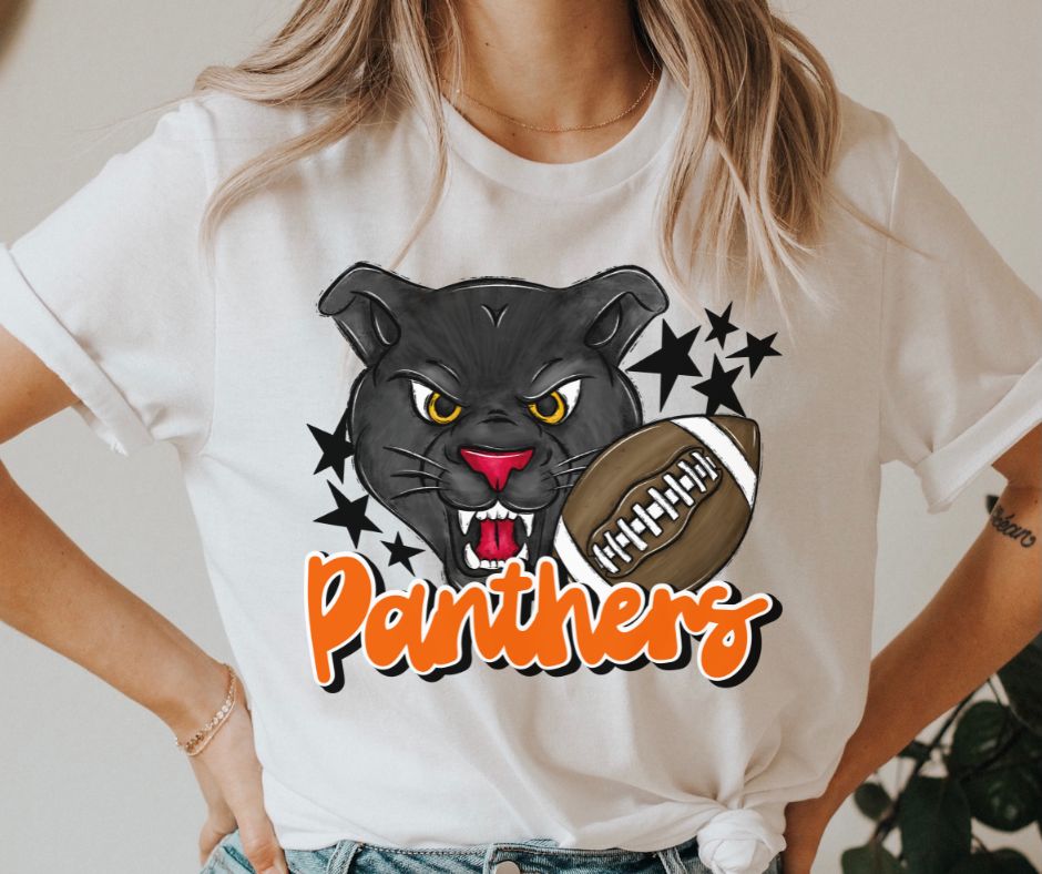 Panthers Mascot (stars - orange) - DTF