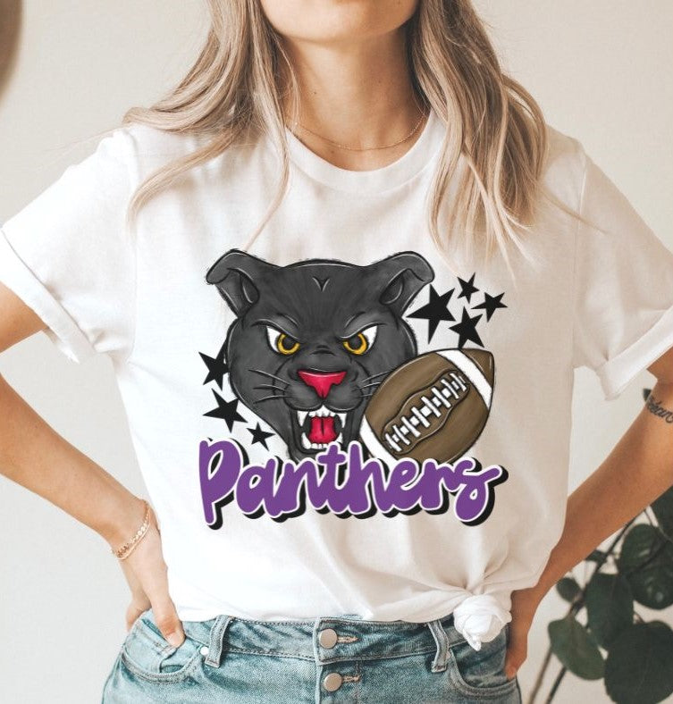 Panthers Mascot (stars - purple) - DTF