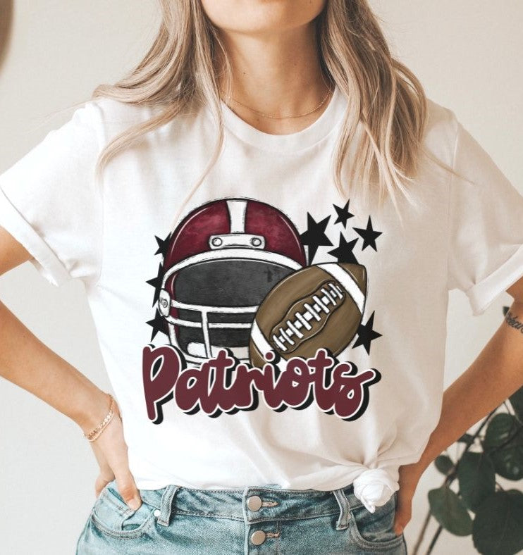Patriots Mascot (stars - maroon) - DTF