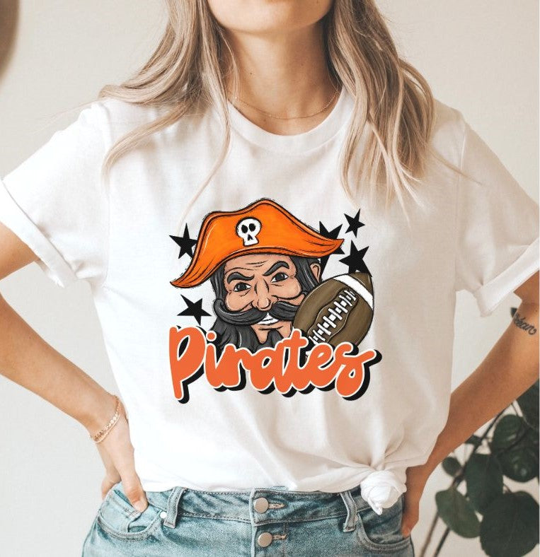 Pirates Mascot (stars - orange) - DTF
