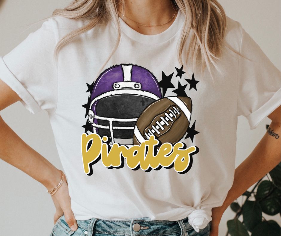Pirates Mascot (stars -purple/gold helmet) - DTF