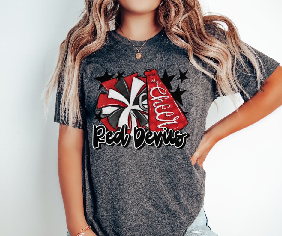 Red Devils Cheer (megaphone - red/black) - DTF