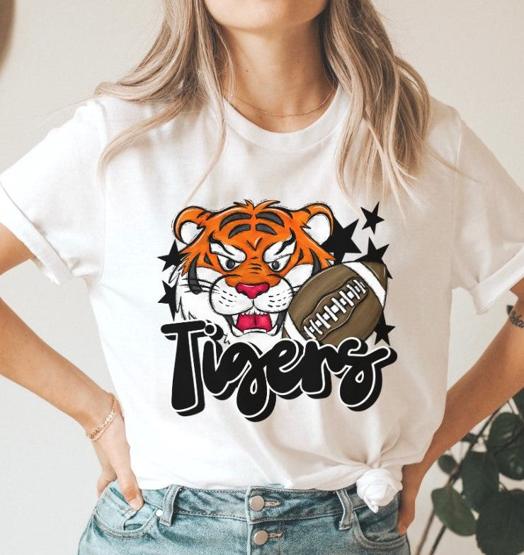 Tigers Mascot (stars - black) - DTF