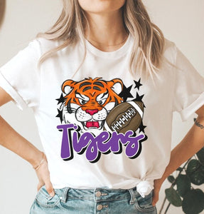 Tigers Mascot (stars - purple) - DTF