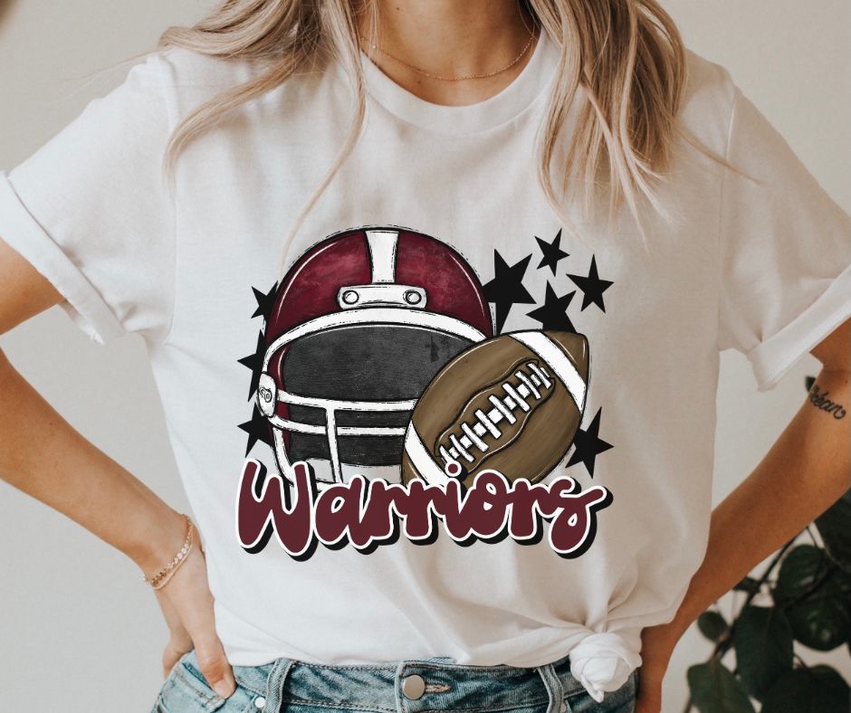 Warriors Mascot (stars - maroon helmet) - DTF
