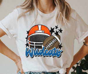 Wildcats Mascot (stars - orange/blue helmet) - DTF