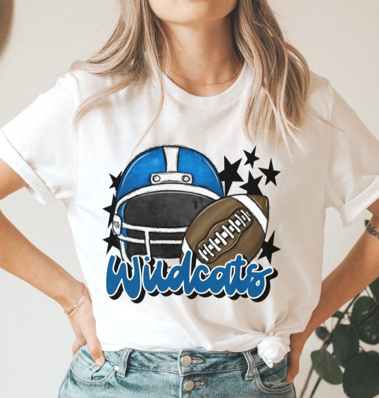 Wildcats Mascot (stars - royal blue helmet) - DTF