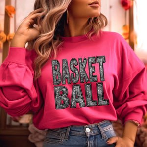 Basketball (faux diamond bling embroidered look) - DTF